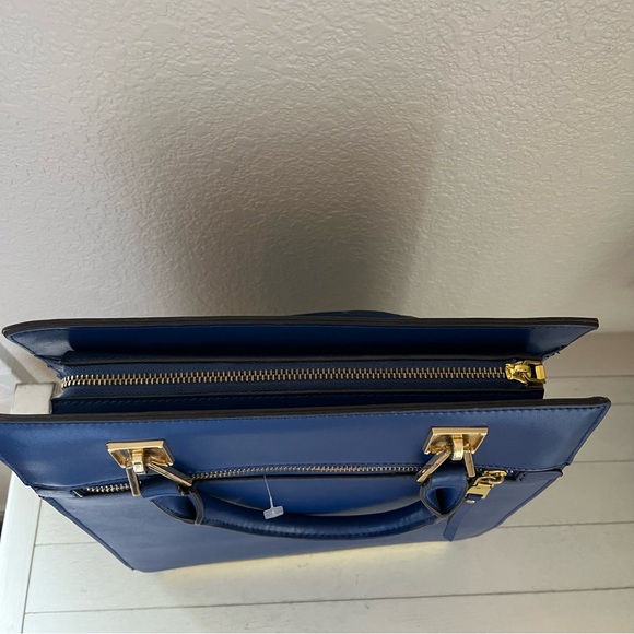 Segolene en Cuir Paris Blue Leather Satchel Tote Bag Purse Handbag - Picture 4 of 10